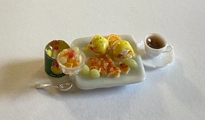 1:12 Scale Artisan Dollhouse Food - MINIATURE EGGS BENEDICT BREAKFAST SET - Image 1 of 2