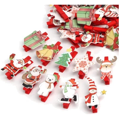 Weihnachtsklammern Holz, Deko Klammern, Foto Clips, Geschenke, Weihnachtsdeko... - Bild 1 von 2