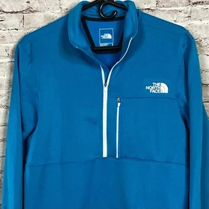 Pullover clásico polar 1/4 cremallera The North Face para hombre azul claro pequeño NUEVO - Imagen 1 de 11
