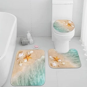 Beach Seashell Ocean Bathroom Rug Set of 3, 3 Pieces Bath Mats Set, Non-Slip ... - Foto 1 di 5
