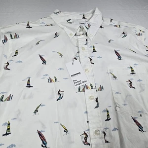 Sonoma Mens Short Sleeve Button Up Surf Boat Parasail Design Shirt XXL NEW NWT - Picture 1 of 10