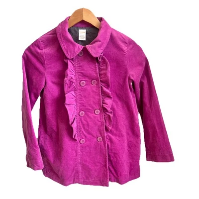 Gymboree pink velvet ruffled double breasted coat jacket sz Large 10-12 - Image 1 of 4