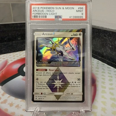 2018 Pokemon Sun & Moon Forbidden Light Arceus Holo Rare 96 PSA 9 Prism (G460) - Image 1 of 4