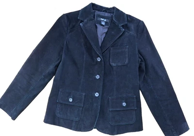 Style & Co Leather Suede Jacket Black Womens MEDIUM PETITE Western Cowgirl Rodeo - Image 1 of 4