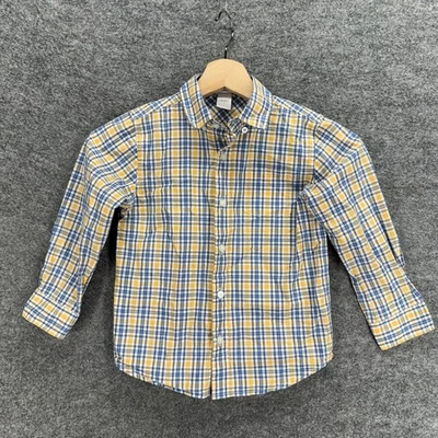 Camisa Janie And Jack Niños 4 Amarilla Cuadros Cuello Abotonado Manga Larga Algodón Foto 1 de 4