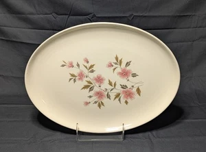 Vintage Taylor Smith "Wild Quince" Oval Platter 13 1/2" X 10" Pink Flowers - Picture 1 of 5