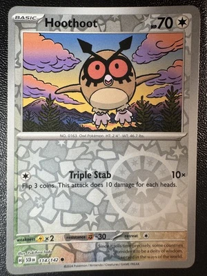 Hoothoot 114/142 Reverse Holo Common SV07: Stellar Crown NM - Image 1 of 2