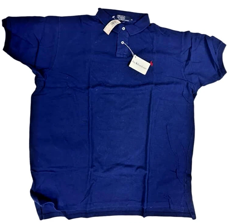 Camisa polo masculina nova com etiquetas anos 90 Ralph Lauren XXL azul vermelho logotipo pônei Bloomingdales - Imagem 1 de 4