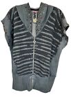 Design Lab Women's Hooded Full Zip Zebra Vest Embellished Short Sleeve Sz L Gray