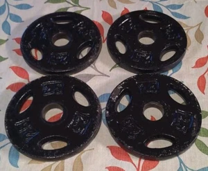 4 Vintage Standard 1" HOLE Plate Weights 2.5 Lb 2 1/2 Steel Cast Iron - Picture 1 of 3