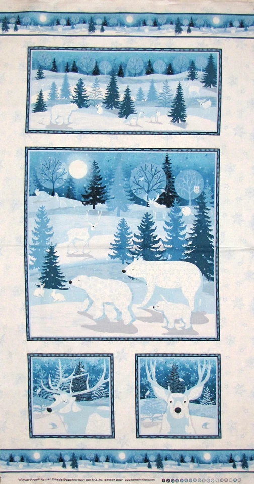 Invierno Escarcha Bosque Animal Nieve Navidad Tela Algodón HG & Co #9682P PANEL 24" Foto 1 de 1