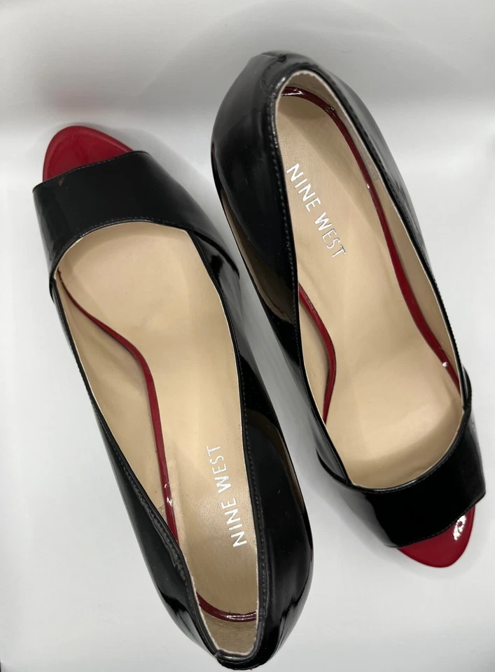 Nine West Jentley Patent Peep Toe Pumps - Image 1 of 3