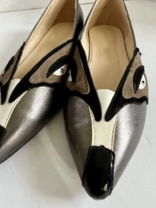 UNIQUE Pointed Toe Flats Size 6 With Hawk? Face Novelty Shoes - Picture 1 of 10