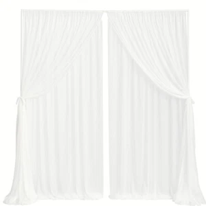 Ling's Moment White Sheer Curtains, Chiffon Wrinkle-Free Window Doorway Drape... - Picture 1 of 8