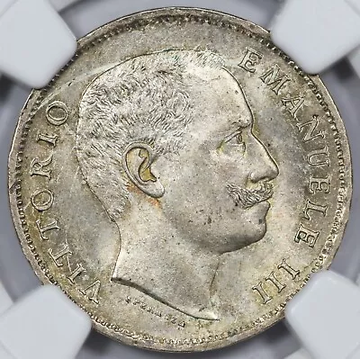 ITALIA PLATA LIRA 1906 R NGC MS65 TOP POP MEJOR CONOCIDO - Imagen 1 de 3