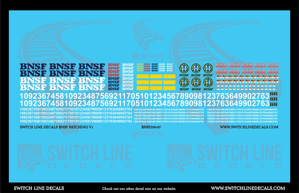 HO Scale BNSF Locomotive Patching Decal Set - Image 1 of 1