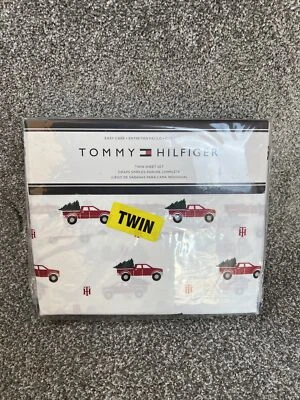 Tommy Hilfiger *DOBLE* 3 piezas Árbol de Navidad Camión Juego de Sábanas ROJO VERDE Cabina Nieve Foto 1 de 4