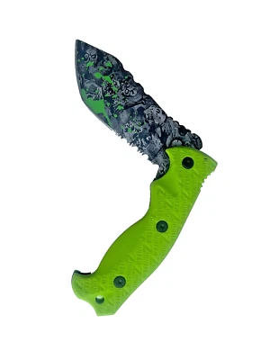 Z-Hunter ZB-A106B Zombie Folding Knife 8" Green Handle, Skull Blade - Image 1 of 4