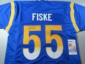 Braden Fiske Los Angeles Rams Autographed Signed Custom Pro Style Jersey JSA - Imagen 1 de 4