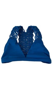 Mikoh Tuamotu Top. Macrame Racerback Bikini Top. Blue XS - Picture 1 of 3