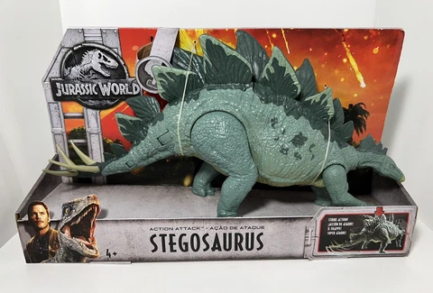 JURASSIC WORLD ACTION ATTACK STEGOSAURUS DINOSAUR FIGURE MATTEL 2017 NEW!! Cover