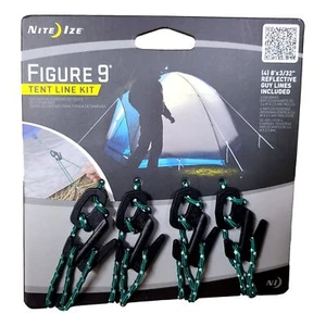 Nite Ize Figure 9 Tent Line Kit 4 Pc Bungee Cord Tie Off Carabiner 4 - 8 foot