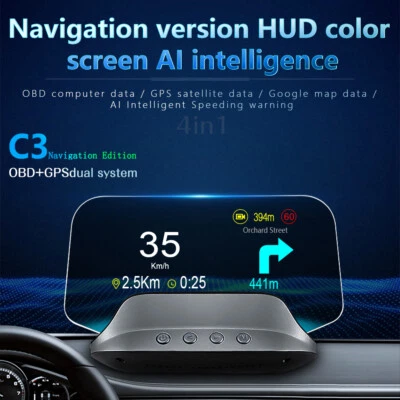 OBD HUD C3 Auto Projector Hud Navigation GPS Obd2 Speedometer Head Up Display - Image 1 of 4