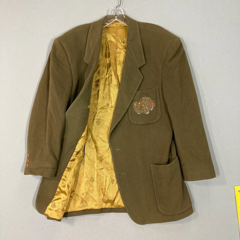 Chaqueta Blazer Abrigo ICEBERG Vintage VW Escarabajo Cachemira Verde Talla XL Forrada Foto 1 de 4