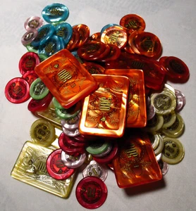 Lotto Set 126 Fiches Chips Casino Addis Ababa Etiopia Madreperla Jetons Poker - Photo 1/12