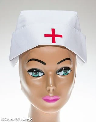 Nurse Hat Great Quality Polyester White Costume Nurse Cap One Size - Image 1 of 2