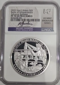 2025 G. Britain UK £5 BATTLE OF INDEPENDENCE 2 Oz NGC PF70 Advanced Release - Picture 1 of 3