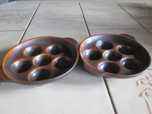 Steinzeug 2 Schnecken-Schalen braun Landhaus - Bild 1 von 2
