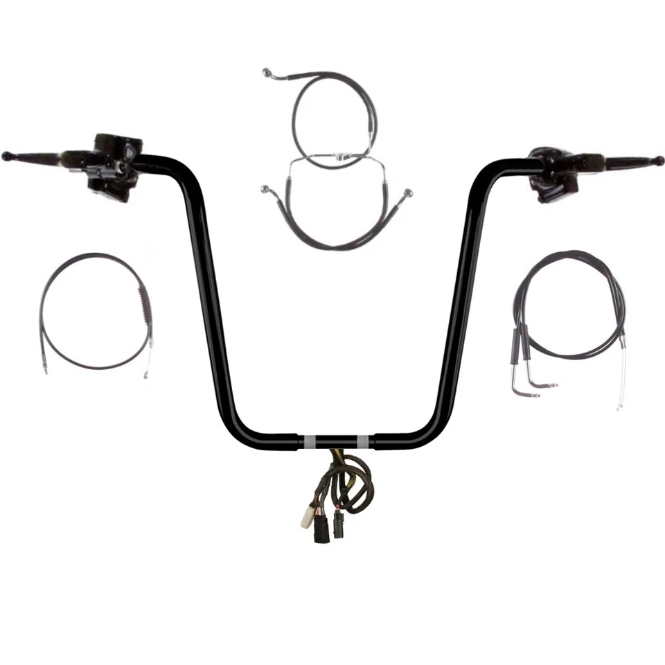 1 1/4" BBlack 18" Wild 1 Handlebar CKit 2007 Harley-Davidson Road Glide NoCruise Foto 1 de 4