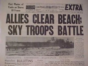 VINTAGE NEWSPAPER HEADLINES~ WORLD WAR 2  D-DAY INVASION FRANCE BEACH WWII  1944 - Picture 1 of 10