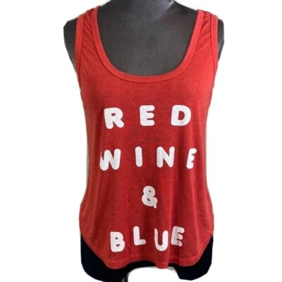 Wildfox Mujer ROJO-Rojo Vino y Azul, Top Talla-S 50% Algodón 50% Poliéster  Foto 1 de 4