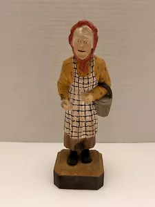 Andre Bourgault geschnitzte Holzskulptur Volkskunst Frau Made in Canada frühes Stück - Bild 1 von 5