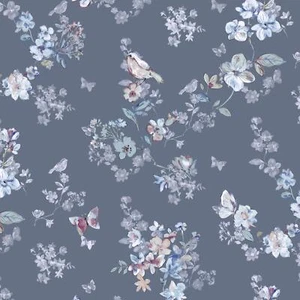 Blüten Vogel 100% Baumwollstoff 0,5m Stoff Kinderstoff Meterware Nähen BB057 - Bild 1 von 6