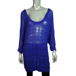 Suéter Pullover Torrid 1 Talla Grande 1X Tejido Abierto Manga Dolman Elastizado Azul - Imagen 1 de 6