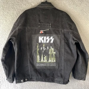 Vintage South Pole 2KTeam Y2K 90s Rock Custom Skater Denim Jacket Black Size L - Picture 1 of 12