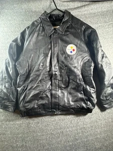 Pittsburgh Steelers Lederjacke Herren XL schwarz Druckknöpfe Reißverschluss NFL - Bild 1 von 8