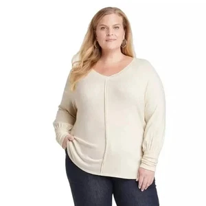 Women's Long Sleeve Knit Top - Knox Rose™ Cream XL ($25 Retail) - Picture 1 of 1