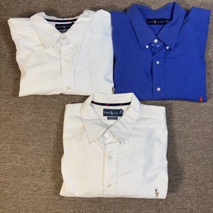 Polo Ralph Lauren Men’s Long Sleeve Shirt Bundle 3 Shirts Blue White Classic Fit - Picture 1 of 5