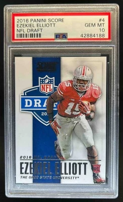 2016 Panini Score Ezekiel Elliott NFL Draft RC Rookie #4 Buckeyes PSA 10 - Image 1 of 2