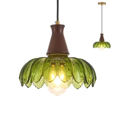 玻璃吊坠灯,吊坠灯厨房岛,现代绿色玻璃花 P... — 第 1/4 张图片