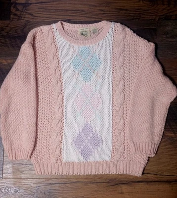 Винтажный ручной вязки пастель Argyle свитер Colter Bay Корея L мягкий Cottagecore - Изображение 1 из 4
