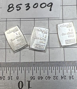 PLATA — Paquete de tres (3) — Barra de plata Valcambi 1 gramo - .999 - Envío gratuito - Imagen 1 de 3