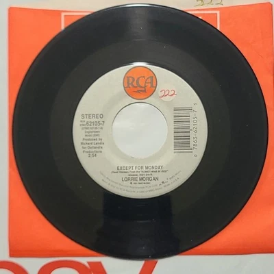 Lorrie Morgan ~ Except For Monday/ Hand Over Your Heart ~ RCA 45 RPM Record - Image 1 of 4