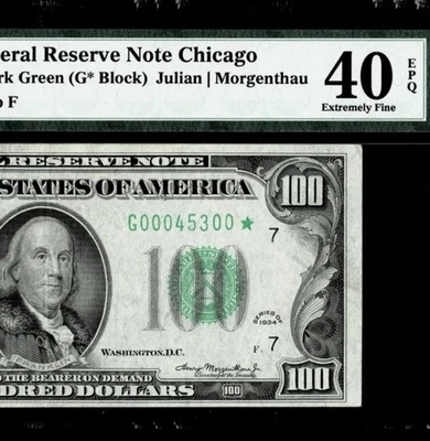 Fr. 2152-G* $100 1934 Federal Reserve Star Note. PMG Extremely Fine 40 EPQ - Image 1 of 2