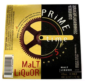 Blues City Brewing PRIME TIME - ANYTIME MALT LIQUOR Gold Bier Label PA 40oz - Bild 1 von 2