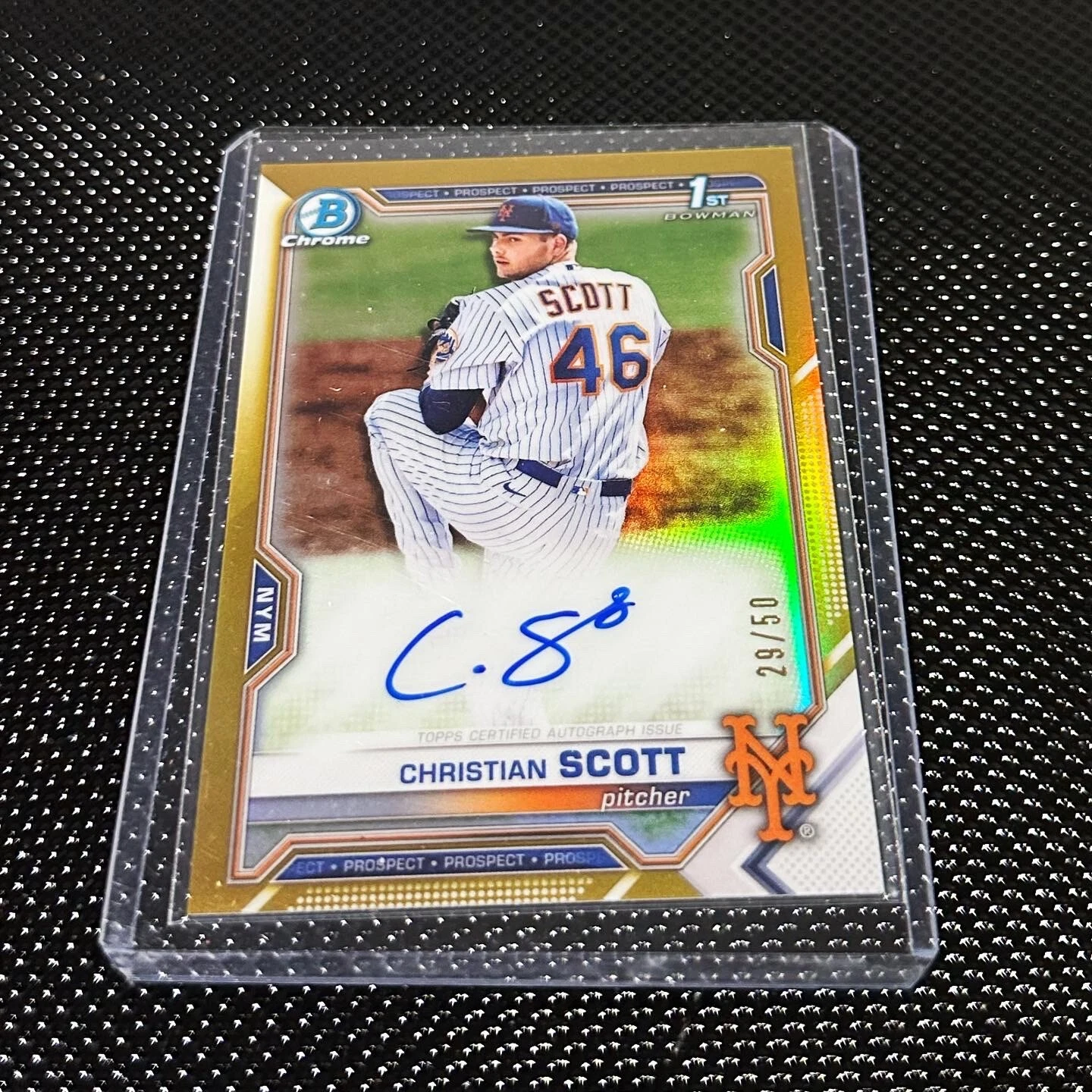 2021 Bowman Draft CHRISTIAN SCOTT Chrome 1st TRUE GOLD Refractor AUTO /50 Mets!!